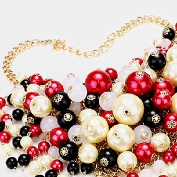 Pearl Strand Multi Fringe Bib Necklace & Earrings NWT - Picture 4 of 9